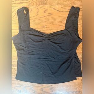 Black Square-Neck Tank Top with Wide Straps